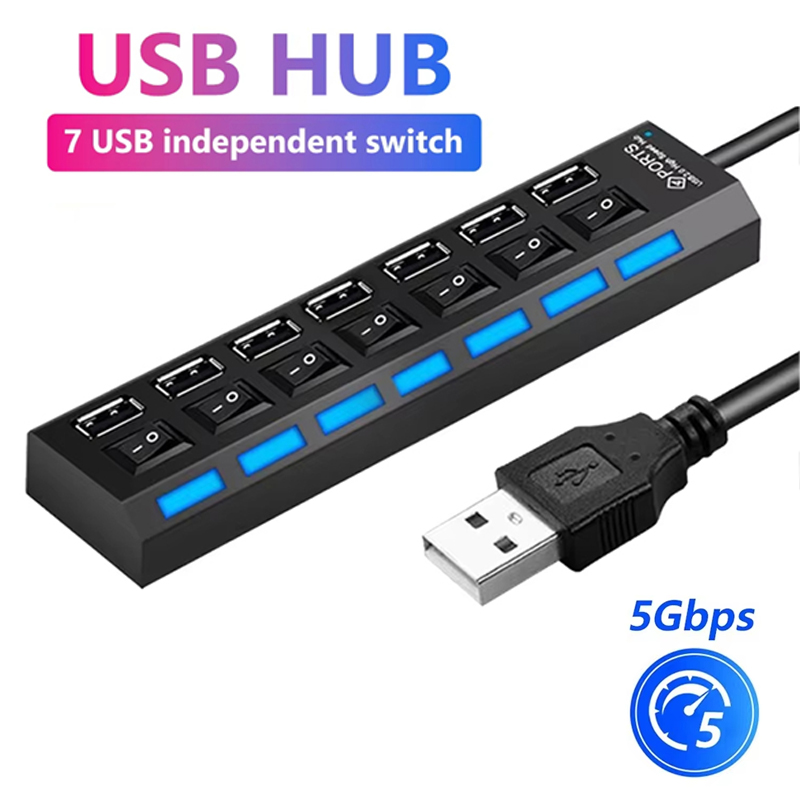 Laptop Accessories And Parts - موزع USB 2.0 بـ 7 منافذ
