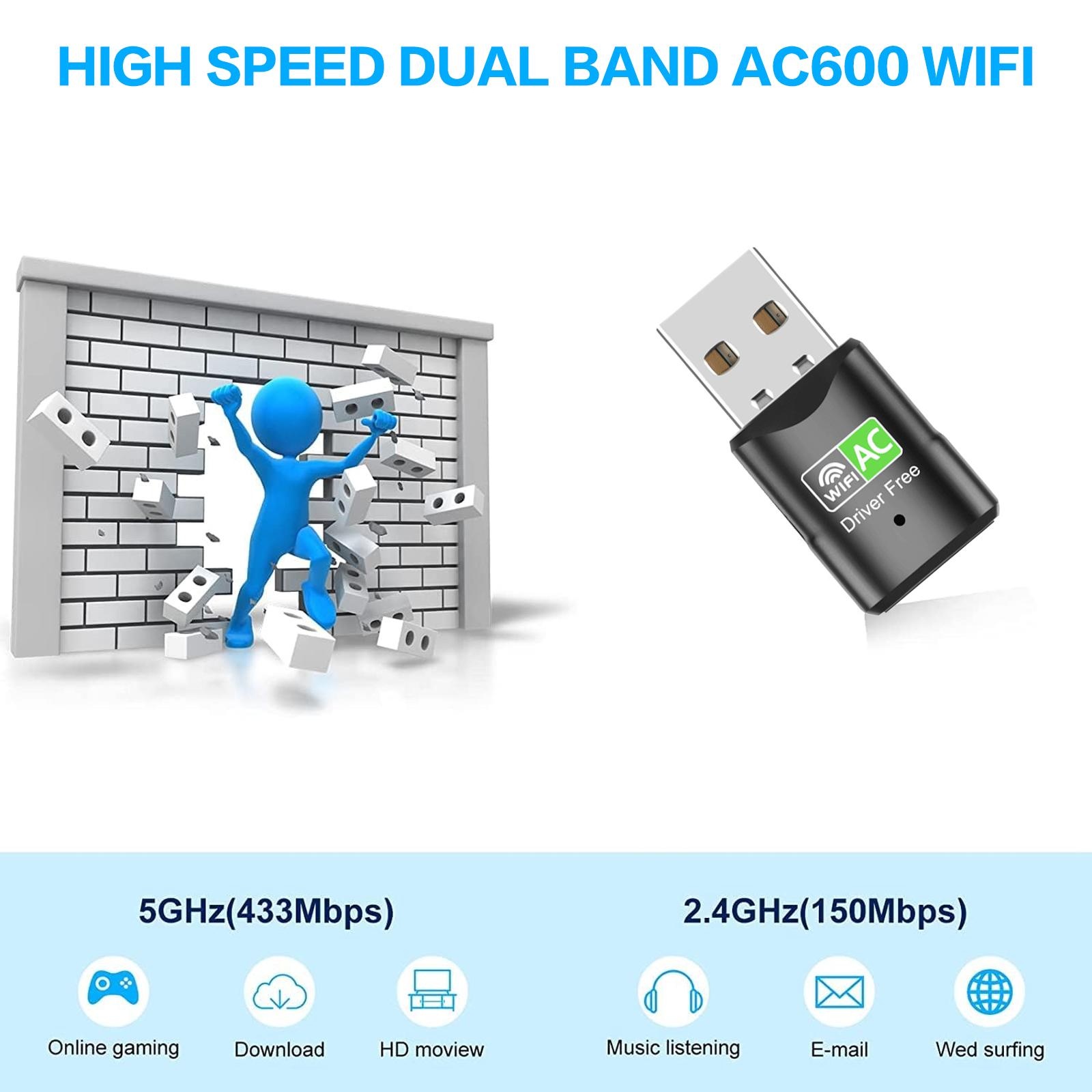 محول واي فاي USB AC600، ثنائي  - مراجعة Laptop Ergonomic Accessories وسعره